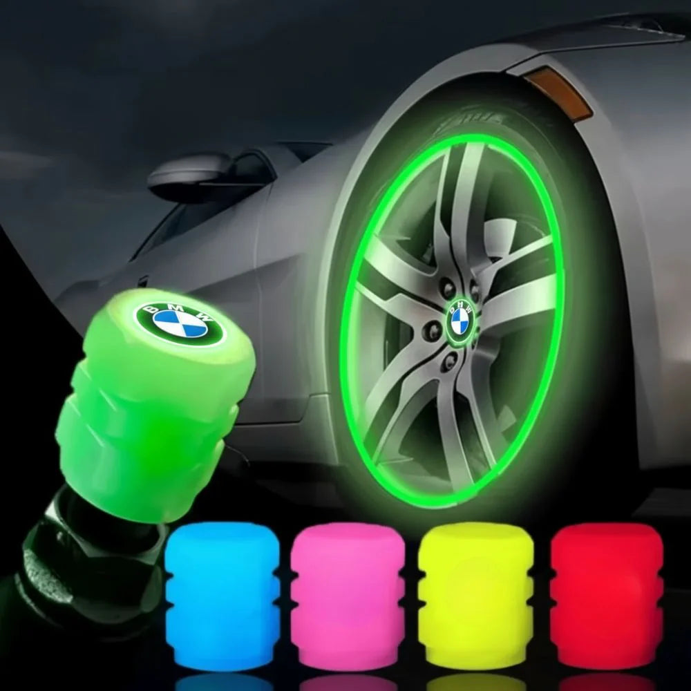 Car Logo Glow Valve Caps (4PCs)