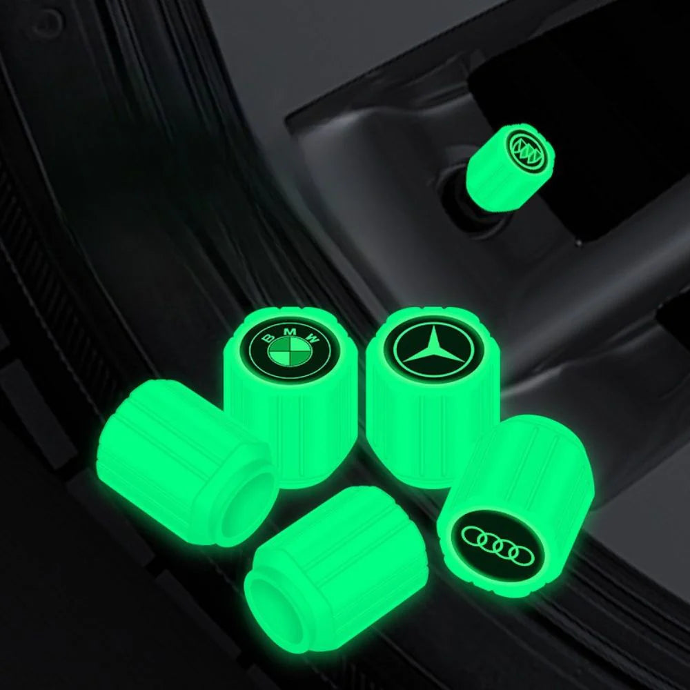 Car Logo Glow Valve Caps (4PCs)